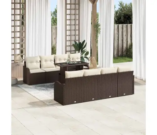 10 Gab. Dārza Dīvānu Komplekts Ar Spilveniem, Brūns Poli Rotangpalma Vidaxl 10 Gab. Dārza Dīvānu Komplekts Ar Spilveniem, Brūns Poli Rotangpalma Vidaxl