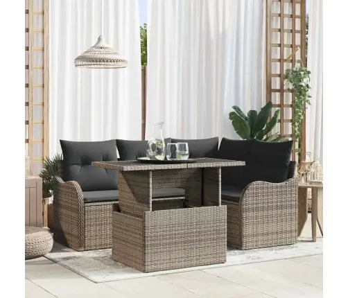 Dārza Dīvānu Komplekts 5 Pcs Pelēka 100 X 55 X 73 Cm Vidaxl