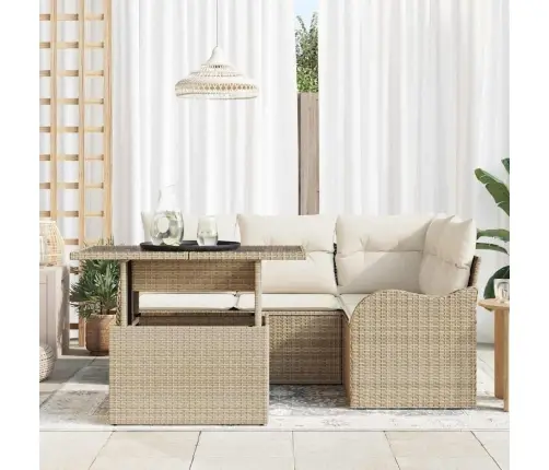 Aia Diivanikomplekt Padjaga Padjaga 5 Pcs Beež Polü Rattan