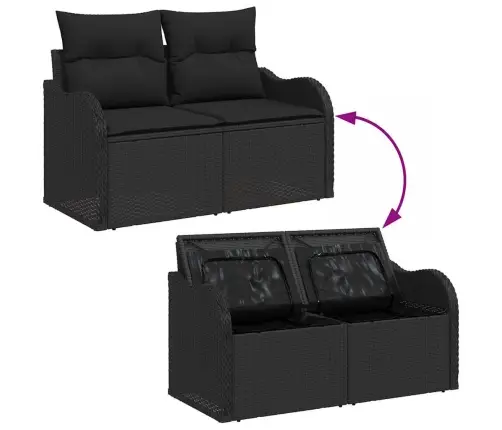 Sodo Sofų Rinkinys Su Pagalve 5 Pcs Juoda Poli Ratanas