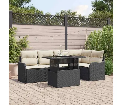 Aia Diivanikomplekt Padjaga Padjaga 6 Pcs Must Polü Rattan