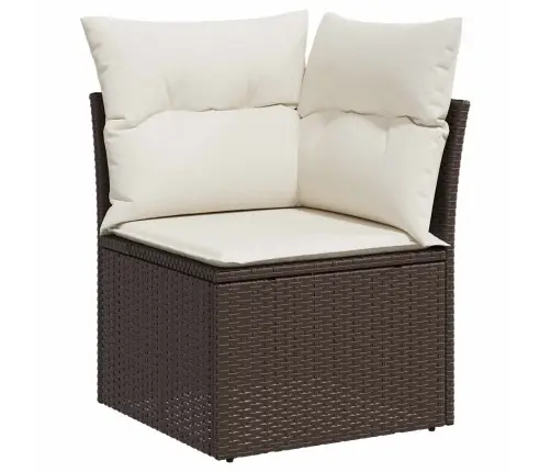 6 Daļu Dārza Dīvānu Komplekts Ar Spilveniem Brūna Poli Ratanā Vidaxl