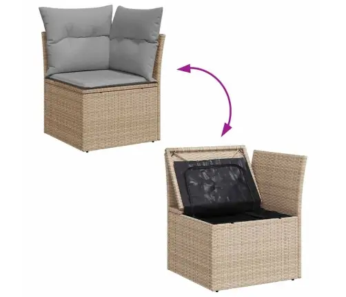 Sodo Sofų Rinkinys 6 Pcs Smėlio 100 X 55 X 73 Cm Poli Ratanas
