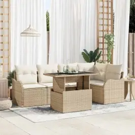 Dārza Dīvānu Komplekts Ar Spilvenu 6 Pcs Bēša 100 X 55 X 73 Cm Vidaxl