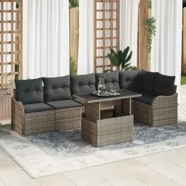 Dārza Dīvānu Komplekts 7 Pcs Pelēka 100 X 55 X 73 Cm Vidaxl