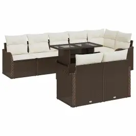 Dārza Dīvānu Komplekts Ar Spilvenu 9 Pcs Brūna 100 X 55 X 73 Cm Vidaxl