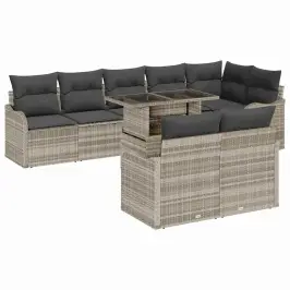 Dārza Dīvānu Komplekts 9 Pcs Gaiši Pelēka 100 X 55 X 73 Cm Vidaxl