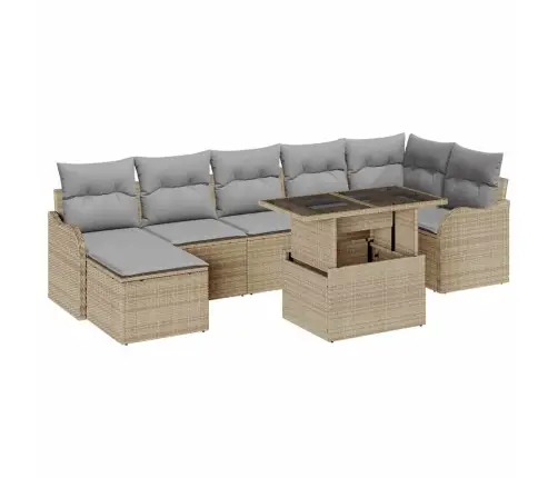 Dārza Dīvānu Komplekts 8 Pcs Bēša Poliūtu Rotangpalma Vidaxl