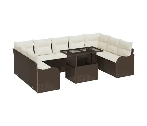 Aia Diivanikomplekt Padjaga Padjaga 10 Pcs Pruun Polü Rattan