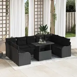 Dārza Dīvānu Komplekts 10 Pcs Melna 100 X 55 X 73 Cm Vidaxl
