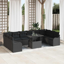 Dārza Dīvānu Komplekts 11 Pcs Melna 100 X 55 X 73 Cm Vidaxl