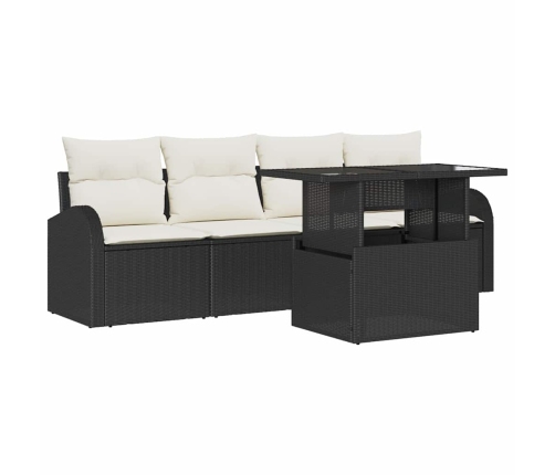 Sodo Sofų Rinkinys 5 Pcs Juoda 100 X 55 X 73 Cm Poli Ratanas