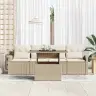 Sodo Sofų Rinkinys 5 Pcs Smėlio 100 X 55 X 73 Cm Poli Ratanas