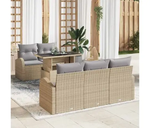 Aia Diivanikomplekt Padjaga Padjaga 6 Pcs Beež Polü Rattan