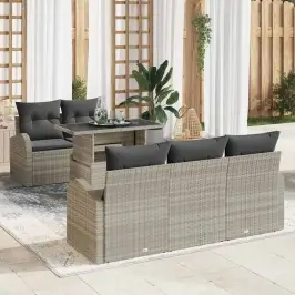 Dārza Dīvānu Komplekts 6 Pcs Gaiši Pelēka 100 X 55 X 73 Cm Vidaxl
