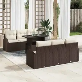 Sodo Sofų Rinkinys 7 Pcs Ruda 100 X 55 X 73 Cm Poli Ratanas