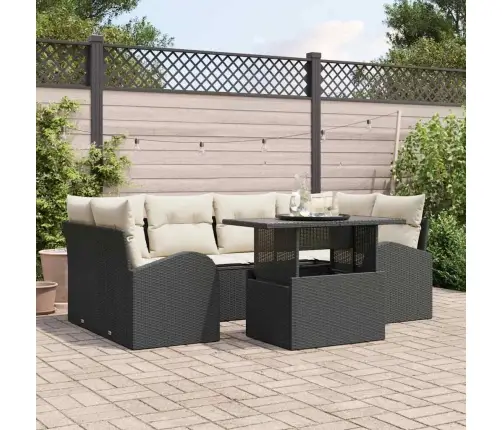 Aia Diivanikomplekt Padjaga Padjaga 7 Pcs Must Polü Rattan