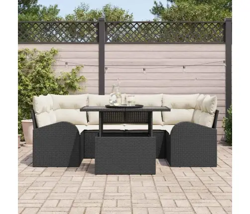 Aia Diivanikomplekt Padjaga Padjaga 7 Pcs Must Polü Rattan