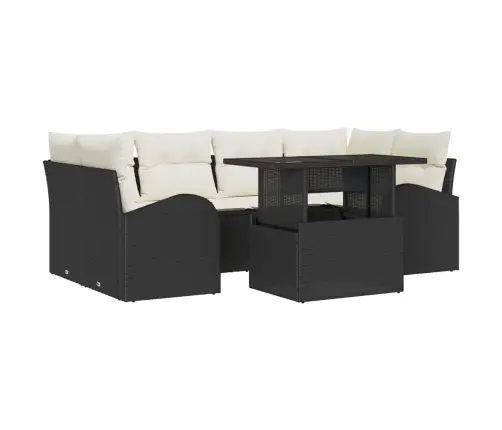 Aia Diivanikomplekt Padjaga Padjaga 7 Pcs Must Polü Rattan