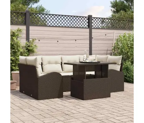 Aia Diivanikomplekt Padjaga Padjaga 7 Pcs Pruun Polü Rattan