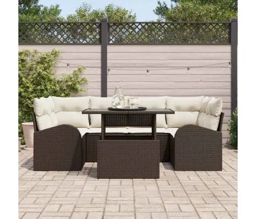 Aia Diivanikomplekt Padjaga Padjaga 7 Pcs Pruun Polü Rattan