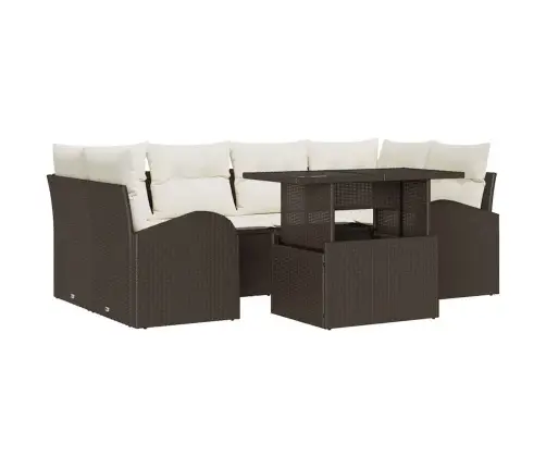 Aia Diivanikomplekt Padjaga Padjaga 7 Pcs Pruun Polü Rattan