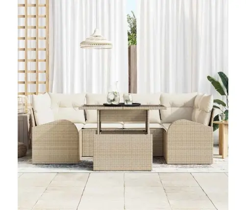 Dārza Dīvānu Komplekts Ar Spilvenu 7 Pcs Bēša 100 X 55 X 73 Cm Vidaxl