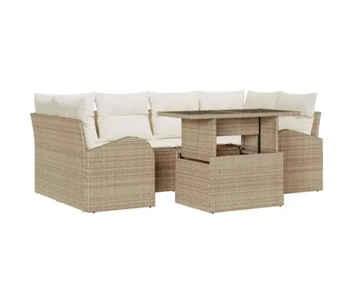 Dārza Dīvānu Komplekts Ar Spilvenu 7 Pcs Bēša 100 X 55 X 73 Cm Vidaxl