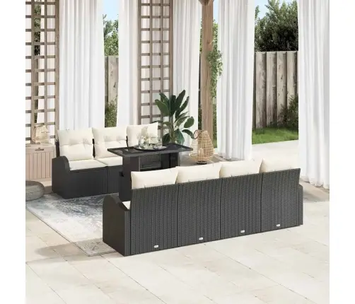 Aia Diivanikomplekt 8 Pcs Must 100 X 55 X 73 Cm Polürooster