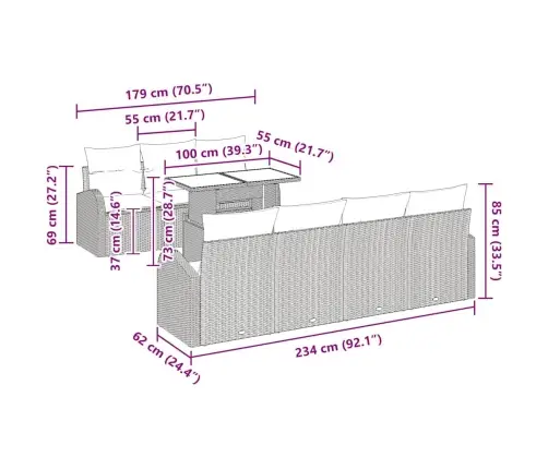 Aia Diivanikomplekt 8 Pcs Must 100 X 55 X 73 Cm Polürooster