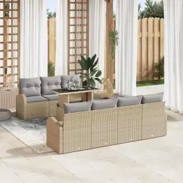 Dārza Dīvānu Komplekts Ar Spilvenu 8 Pcs Bēša 100 X 55 X 73 Cm Vidaxl