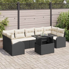 Dārza Dīvānu Komplekts Ar Spilvenu 8 Pcs Melna 100 X 55 X 73 Cm Vidaxl