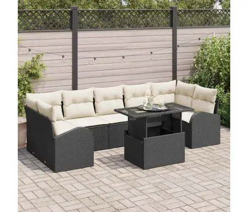 Sodo Sofų Rinkinys 8 Pcs Juoda 100 X 55 X 73 Cm Poli Ratanas