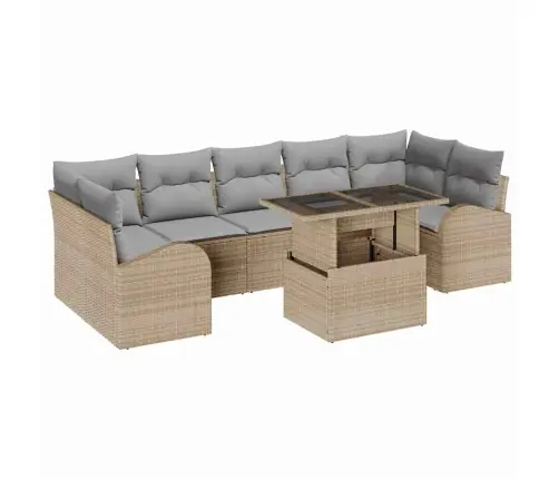 Aia Diivanikomplekt Padjaga Padjaga 8 Pcs Beež Polü Rattan