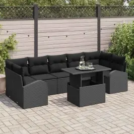 Dārza Dīvānu Komplekts Ar Spilvenu 8 Pcs Melna 100 X 55 X 73 Cm Vidaxl