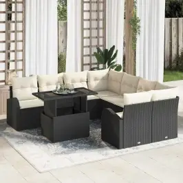 Dārza Dīvānu Komplekts Ar Spilvenu 9 Pcs Melna 100 X 55 X 73 Cm Vidaxl