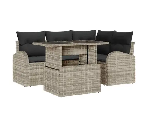 5 Daļu Dārza Dīvānu Komplekts Ar Spilveniem Gaiši Pelēks Poli Ratan Vidaxl 5 Daļu Dārza Dīvānu Komplekts Ar Spilveniem Gaiši Pelēks Poli Ratan Vidaxl