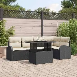 Dārza Dīvānu Komplekts Ar Spilvenu 6 Pcs Melna 100 X 55 X 73 Cm Vidaxl