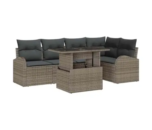 6 Gabalu Dārza Dīvānu Komplekts Ar Spilveniem Pelēkā Pe Rotangpalma Vidaxl