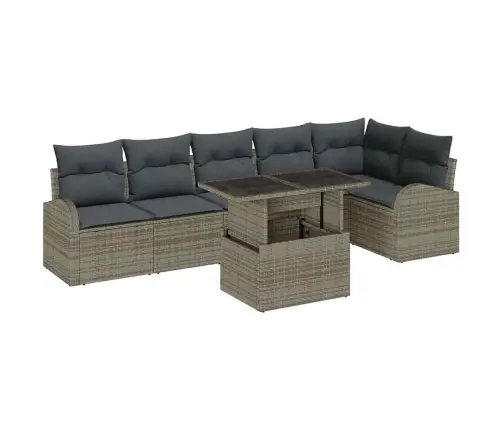 Sodo Sofų Rinkinys 7 Pcs Pilka 100 X 55 X 73 Cm Poli Ratanas