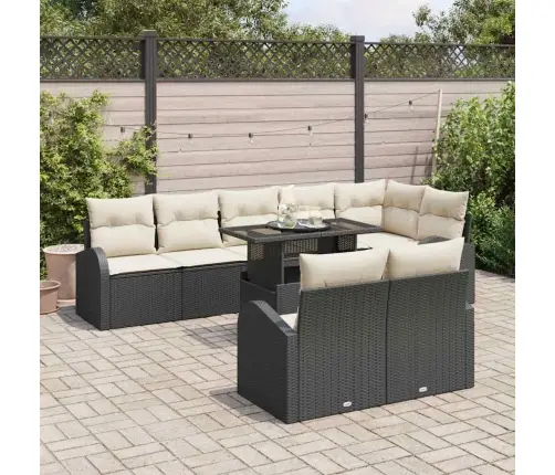 9 Daļu Dārza Dīvānu Komplekts Ar Spilveniem Melnā Polijas Rotangpalmas Vidaxl