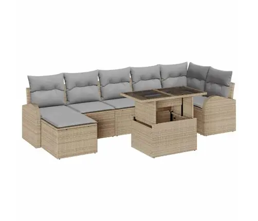 Dārza Dīvānu Komplekts 8 Pcs Bēša Poliūtu Rotangpalma Vidaxl