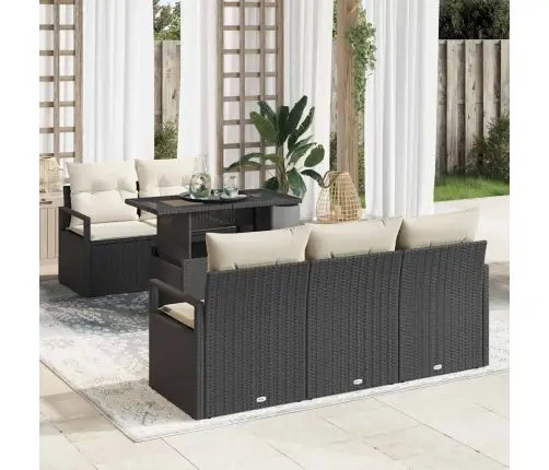 Aia Diivanikomplekt Padjaga 6 Pcs Must Polürooster