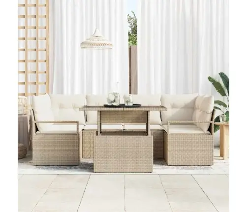 Aia Diivanikomplekt Ladustamisega 7 Pcs Beež Polürooster