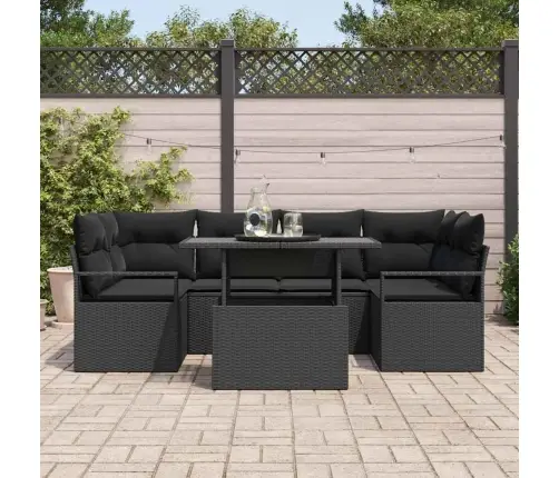 Aia Diivanikomplekt Ladustamisega 7 Pcs Must Polürooster