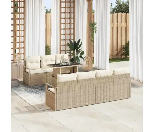 Aia Diivanikomplekt Ladustamisega 8 Pcs Beež Polürooster