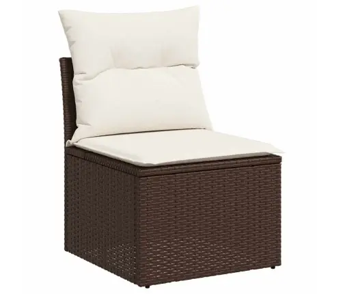 Sodo Sofų Rinkinys Su Saugykla 8 Pcs Ruda Poli Ratanas