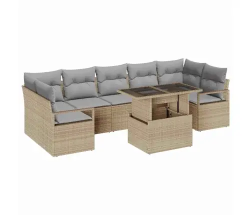 Aia Diivanikomplekt Ladustamisega 8 Pcs Beež Polürooster