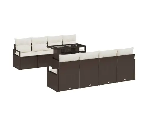 9 Gabalu Dārza Dīvānu Komplekts Ar Spilveniem Brūns Polirotangpalma Vidaxl 9 Gabalu Dārza Dīvānu Komplekts Ar Spilveniem Brūns Polirotangpalma Vidaxl