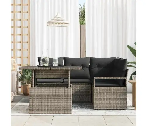 Dārza Dīvānu Komplekts 5 Pcs Pelēka Poliūtu Rotangpalma Vidaxl